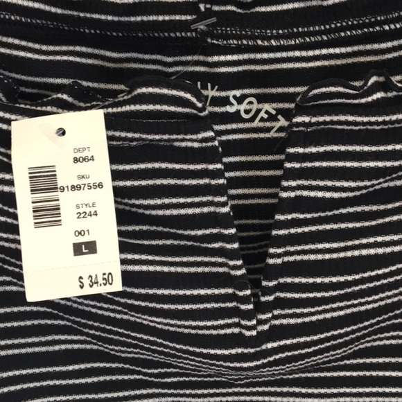 AERO Seriously Soft Striped Off the Shoulder Top - Picture 2 of 5